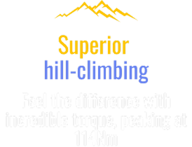 Superior Hil Climbing - Feel the difference with incredible torque, peaking at 114Nm